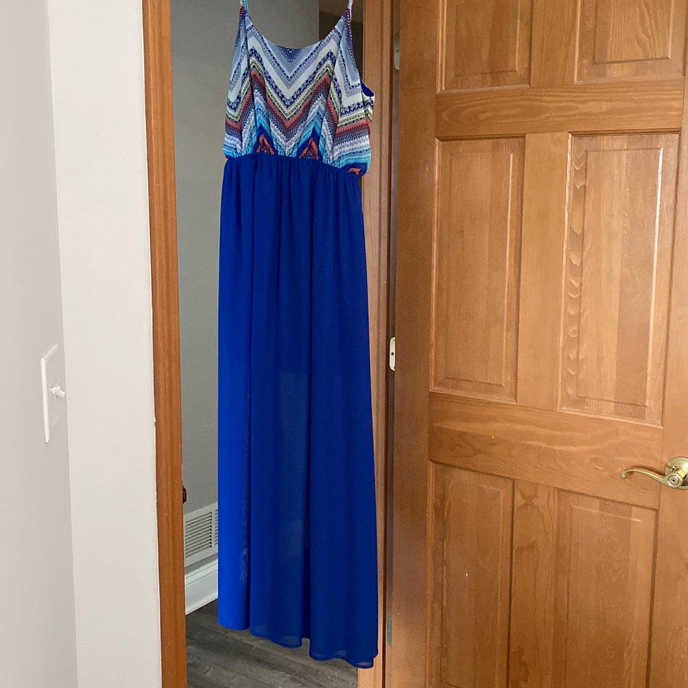 Beautiful blue, sheered maxi dress